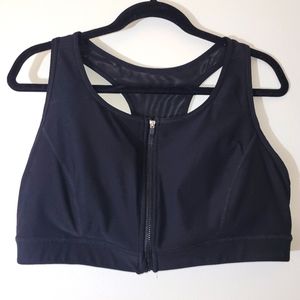 Xersion size 2X Black Sport Bra Zip Front Closure